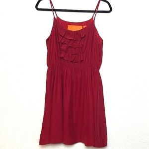 WYL Red 100% Silk Spaghetti Strap Short Dress M